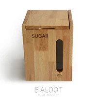 سطل شکر چوبی رابروود(Baloot) مدل2204 بلوط _درب کشویی با پنجره شفاف