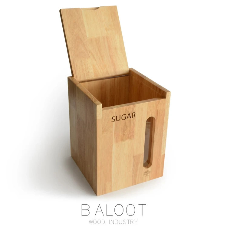 سطل شکر چوبی رابروود(Baloot) مدل2204 بلوط _درب کشویی با پنجره شفاف