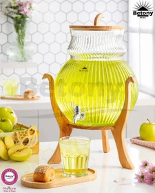 کلمن بتونی مدل ریور شیشه ای (شیاردار) همراه درب و پایه چوبی