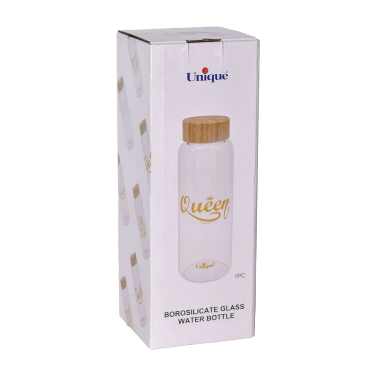 بطری آب شیشه ای یونیک مدل UN-3058 ظرفیت ۱.۰۳ لیتر با درب بامبو