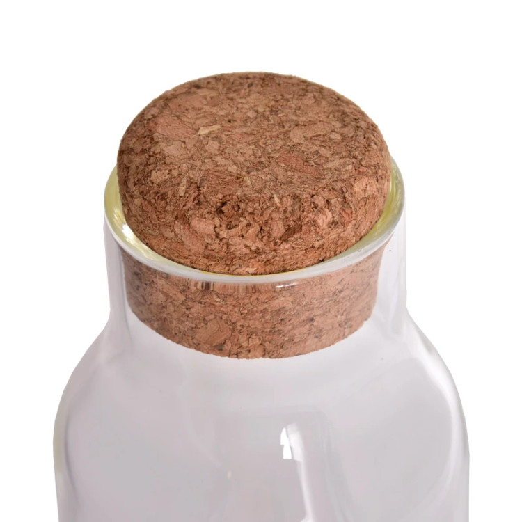 بطری آب شیشه ای یونیک UN-3071 ظرفیت ۹۰۰ میل با درب چوبی