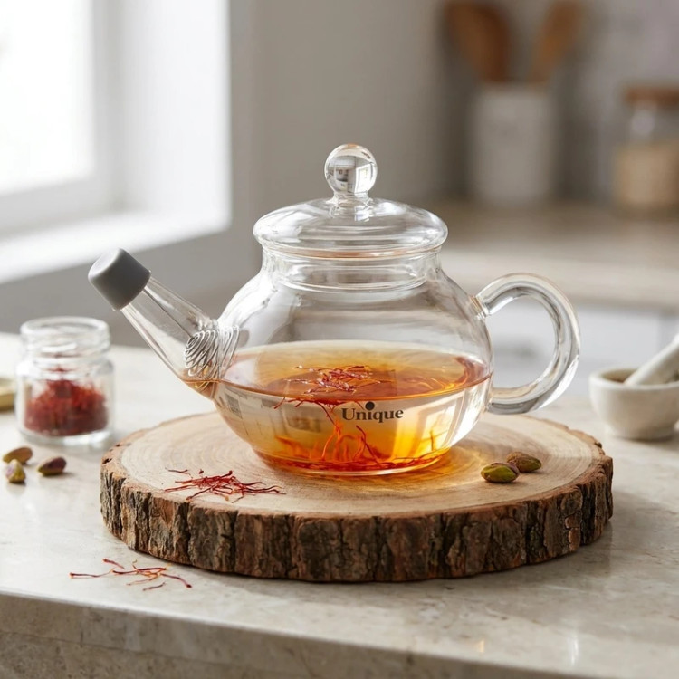 قوری زعفران یونیک کد UN-7932 درب شیشه ای