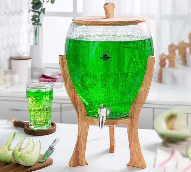 کلمن بتونی مدل نوبل شیشه ای همراه درب و پایه چوبی