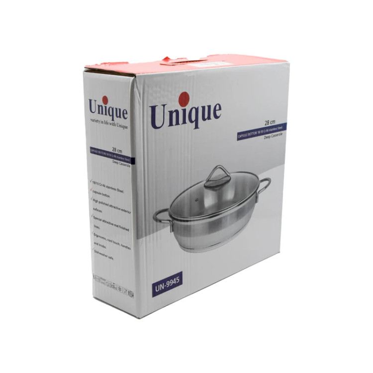 تابه درب دار دو دسته یونیک مدل UN-9945 سایز ۲۸