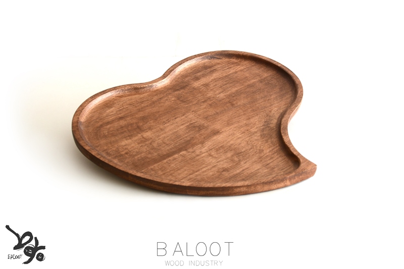 سینی چوبی طرح قلب بلوط – کد 3328