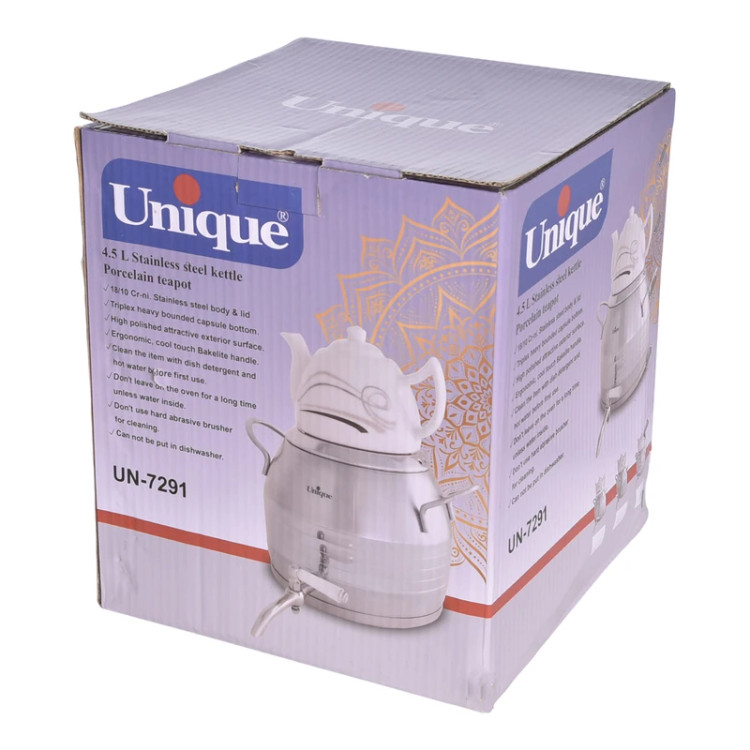 کتری و قوری یونیک کد UN-7291 ظرفیت4.5 لیتر با جنس استیل