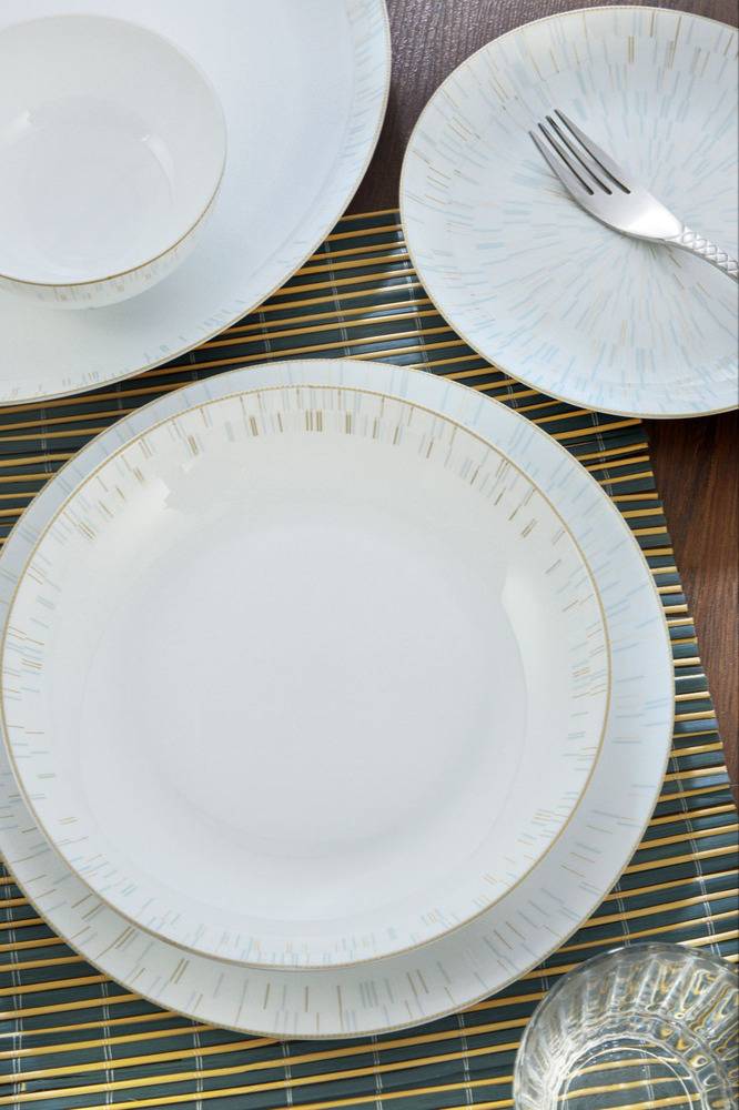 سرویس26 پارچه دیوالی (Diwali) طرح دورینگ فیروزه ایی گلدن اپال