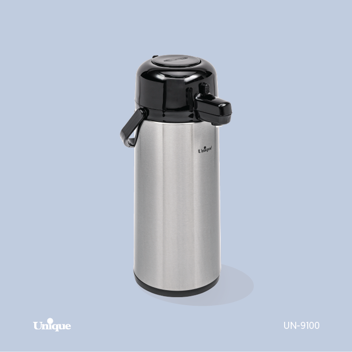 فلاسک 2.5 لیتر پمپی استیل شیشه دار یونیک UN-9100