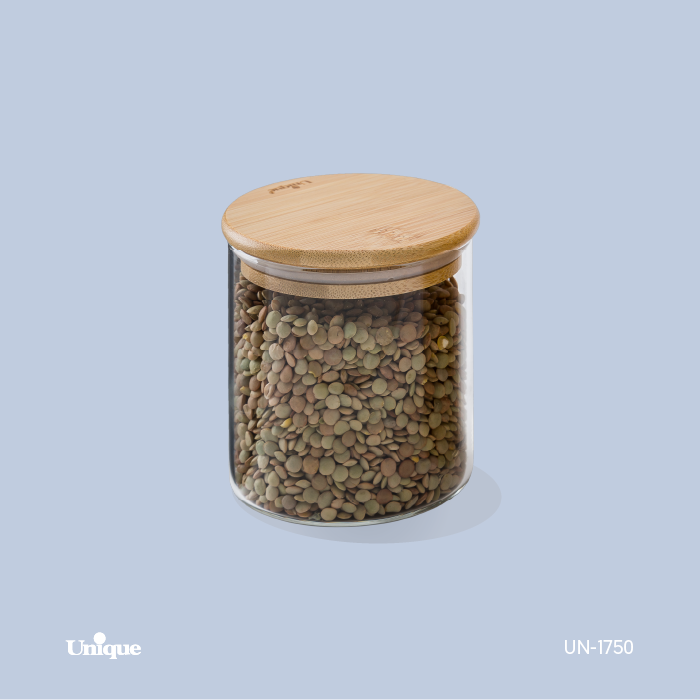بانکه شیشه ای درب چوبی گرد 10 سانت یونیک کد UN -1750