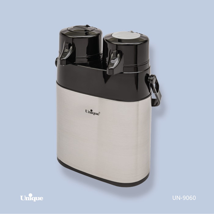 فلاسک دوقلو یونیک مدل UN-9060 ظرفیت ۱.۶ لیتر استیل شیشه دار