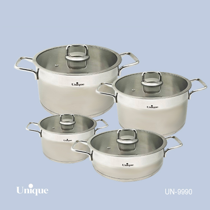 سرویس قابلمه استیل یونیک مدل UN-9990 ظرفیت ۸ پارچه
